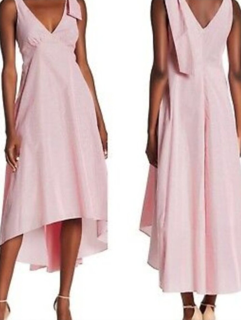 Nicole Miller New York Red & White Pinstripe High-Low Midi Dress Size 14